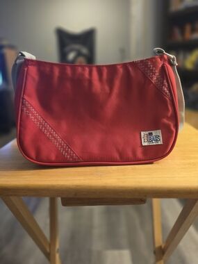 Red Shoulder Canvas Nautical Sling Bag